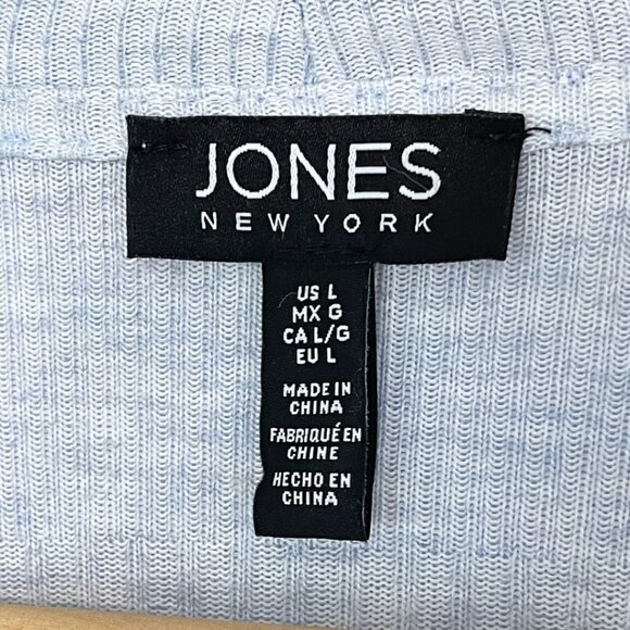 Jones New York Long Line Cardigan Sweater Womens Size L Blue Open Minimalist - Picture 5 of 9